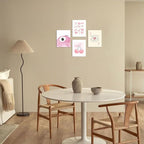 SEHSUVC Pink Coquette Y2K Lucky Wall Art Set of 4, Preppy Aesthetic Canvas - Image 2