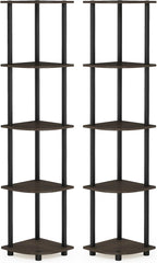 Furinno TURN-N-TUBE Corner Shelf Set of 2, 5-Tier Corner Bookshelf, Open - Image 5