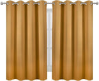 LEMOMO Blackout Curtains 66 x 54 Inch Long Mustard Yellow Curtains Set of 2 - Image 2
