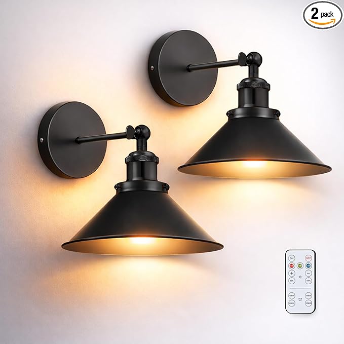 Battery Operated Wall Sconce Set of 2, Vintage Sconces Wall Decor Set of 2 by Unknown