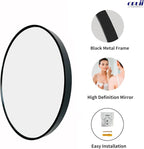 Oruii Round Mirror 30 inch, Large Black Circle Mirror Metal Frame, Large Black - Image 2