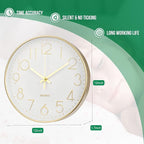 Wall Clock 12 Inch Non-Ticking Silent Modern Simple Style Round Decor Clock - Image 3