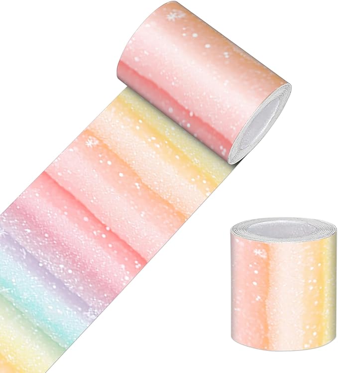 HOMETITUTE Wallpaper Border Peel and Stick Wall Border Rainbow Stripe by HOMETITUTE