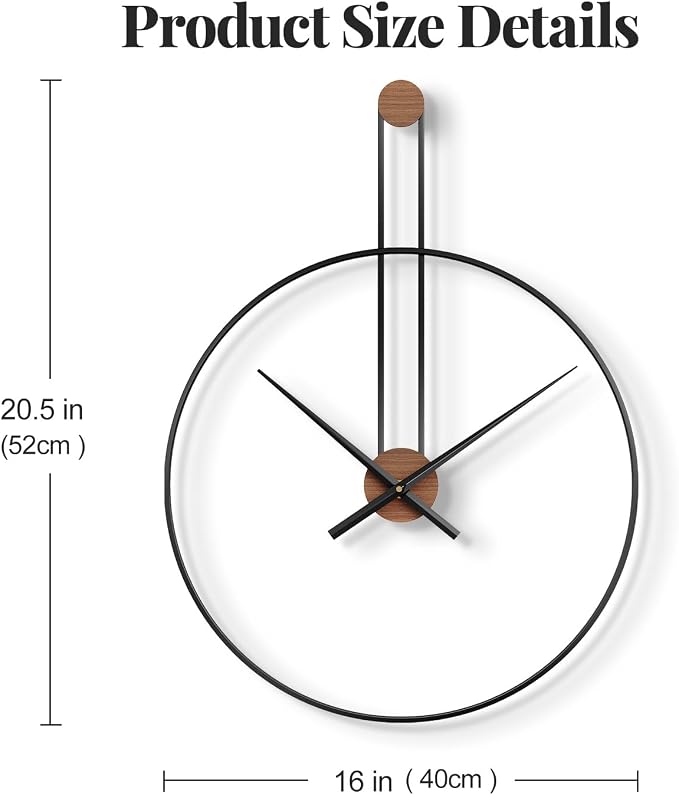 Cuspin 16 inch Wall Clock, Silent Non-Ticking Battery Operated Modern Clocks - Image 3