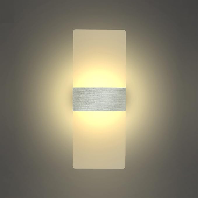 KICAAO Wall Sconces, Modern Wall Sconce Plug in 10W 6000K Cool White Acrylic - Image 2