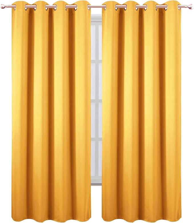 LEMOMO Blackout Curtains 52 x 120 Inch Long Yellow Curtains Set of 2 Panels - Image 2