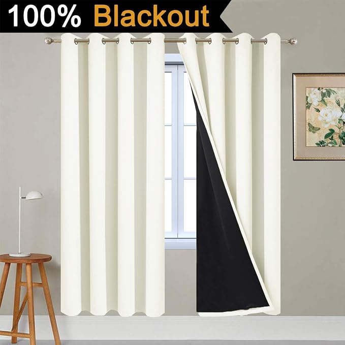 Yakamok 100% Blackout Curtains for Bedroom, Thermal Insulated Double Layer - Image 2