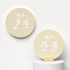 mooas Wood Moon Cordless Digital LED Wall Clock, Time Week Temperature & - Image 2