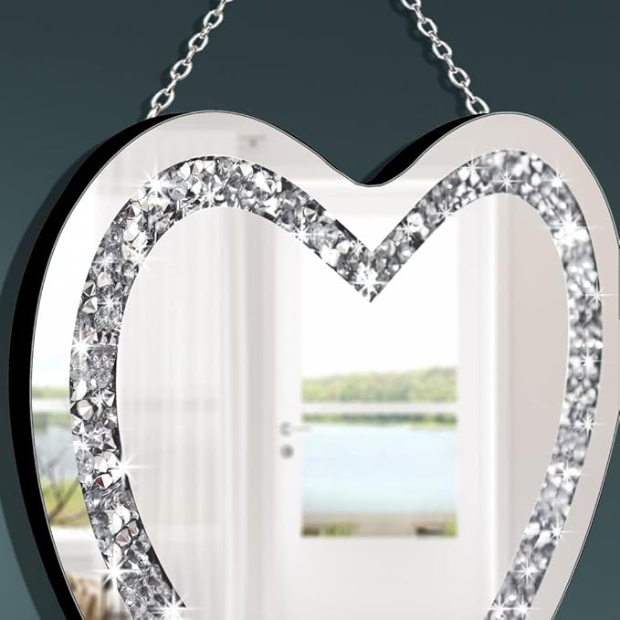 DMDFIRST Crystal Crush Diamond Heart Shaped Silver Mirror - Image 4