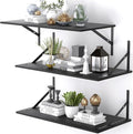 Deep Floating Shelves for Wall Set of 3, 24W x 12 Inch Deep Black Floating by Unknown