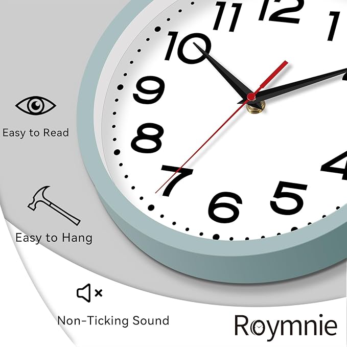 Roymnie Wall Clock Silent Non-Ticking Modern Clock Battery Operated 8 Inch - Image 6