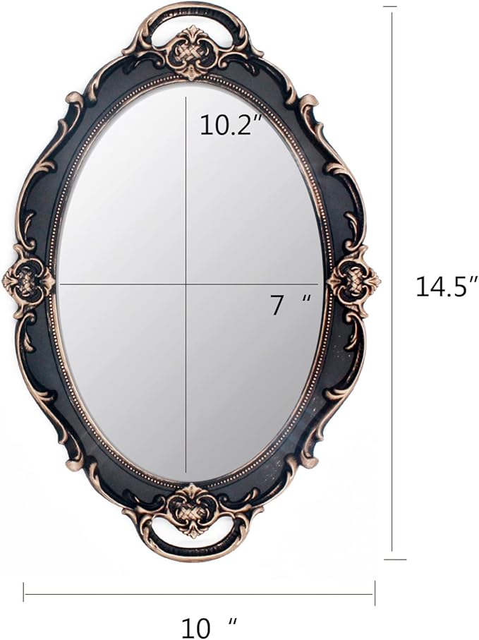 Eaoundm 14.5 x 10 inchs Oval Antique Decorative Wall Mirror Vintage Hanging - Image 4