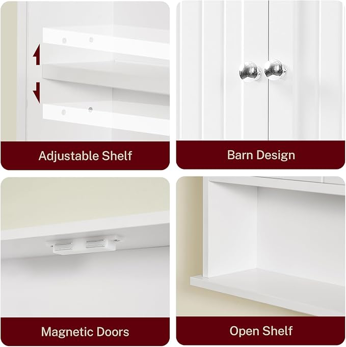 TEENFON Medicine Cabinet with Adjustable Shelves and Towel Rack, Wall Mounted - Image 7