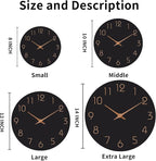 Mosewa Wall Clock Battery Operated 10 Inch Black Silent Non Ticking Simple - Image 2