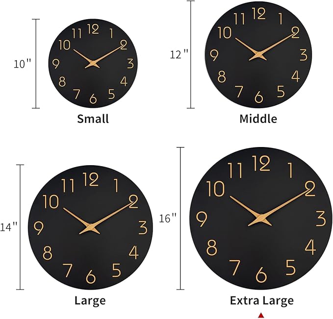 Mosewa Large Wall Clock 16 Inch Black Battery Operated Silent Non Ticking - Image 3