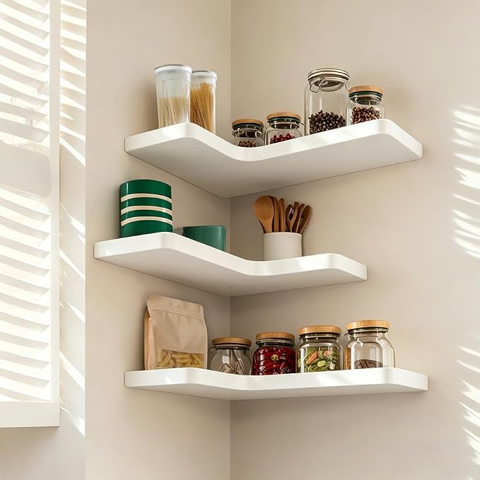 Floating Corner Shelves, Wall Shelf Set of 3, Shelves - Image 7