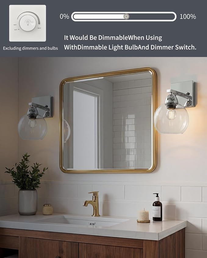 Bathroom Light Fixtures, 1-Light Silver Vanity Light - Image 4
