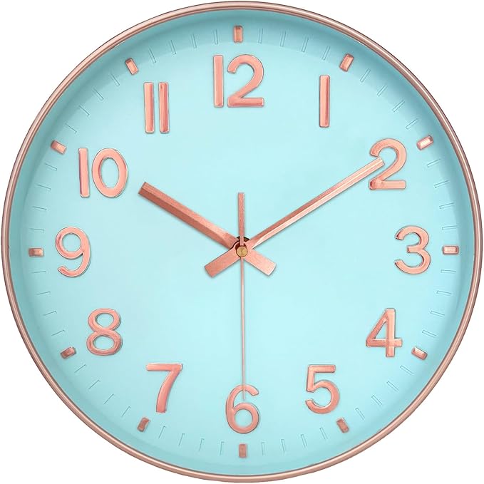 Wall Clock, 8 Inch Wall Clocks Battery Operated, Round Modern Non Ticking by MABPEDO