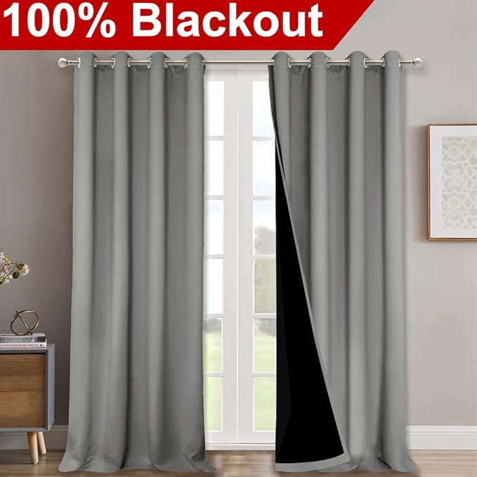 NICETOWN Full Shading Curtains 90 inches Long 2 Panels Set - Image 2