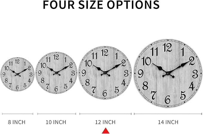 Wall Clock 12 Inch, Vintage Rustic Wooden Clocks Decorative - Image 3