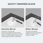 Amorho Bathroom Mirror Black, 60x40 Inch Thick Metal Framed Wall Mirrors - Image 2