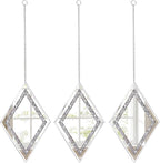 Pibeyer Silver Diamond Shaped Wall Mirror Set of 3, Decorative Crystal Crush - Image 4