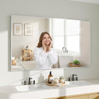 Koonmi Silver Rectangle Wall Mirror, 30x55 Inch Bathroom Mirror, Aluminum Frame by KOONMI