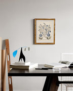 InSimSea Gold Bamboo Framed Canvas Wall Art, Retro Blue Hydrangea Botanical - Image 4