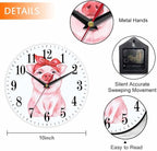Mxocom Pink Pig Wall Clock Funny Cartoon Pig Wearing Red Bandana 10 Inch Silent - Image 2