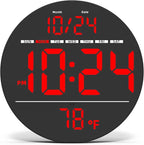 Digital Wall Clock with Large LED Display, Temperature, Auto-Brightness | Small by DigitalClocks