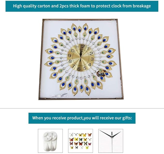 26.4 Inch Gold Large Wall Clock - Image 6