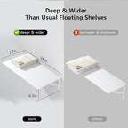 Deep Floating Shelves for Wall Set of 3, 24W x 12 Inch Deep White Floating - Image 4
