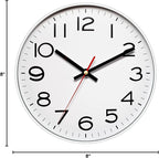 NUOVO 8 Inch Wall Clock Number Quartz Decorative Wall Clock Quiet Wall Clocks - Image 6