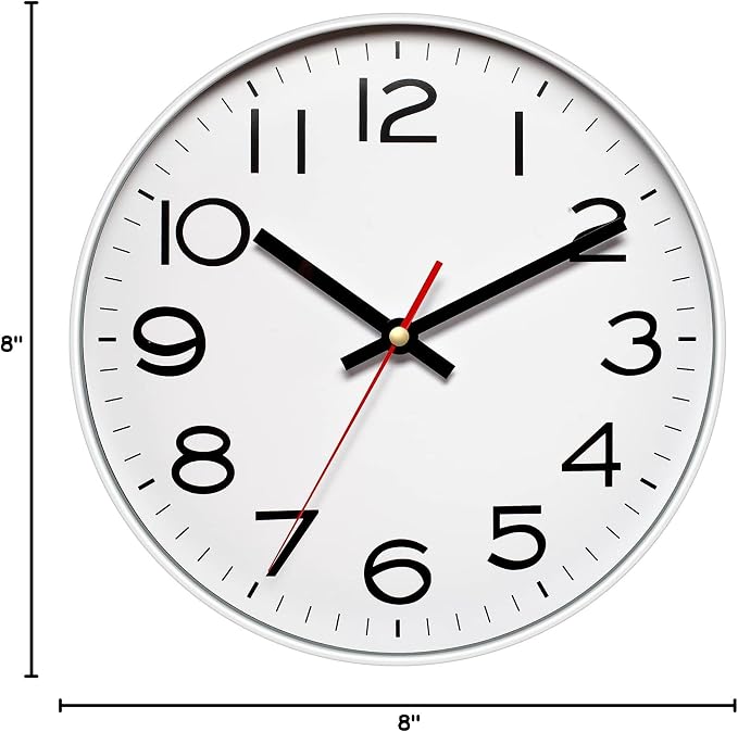 NUOVO 8 Inch Wall Clock Number Quartz Decorative Wall Clock Quiet Wall Clocks - Image 6