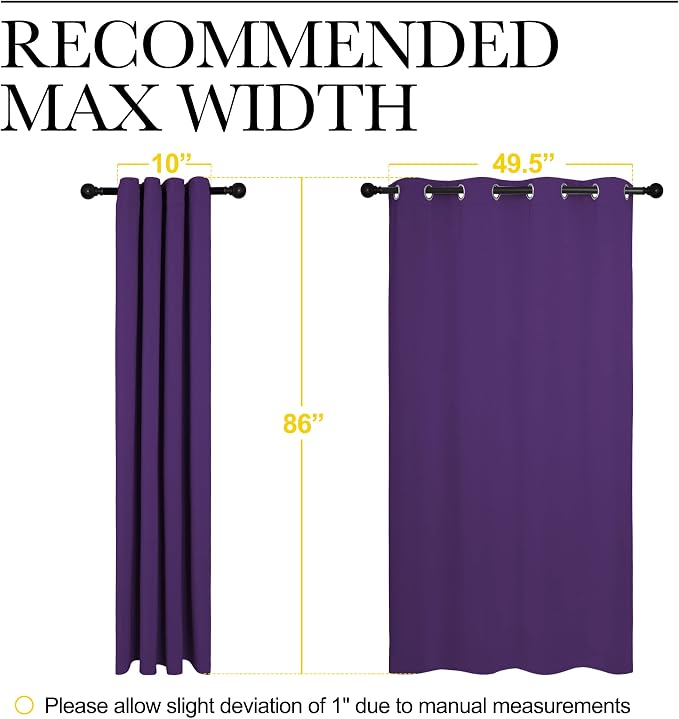 NICETOWN Purple Blackout Curtains 86 inches Long, Niose Reducing and Thermal - Image 7
