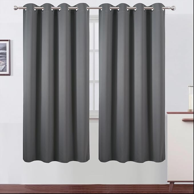 LEMOMO Blackout Curtains 66 x 72 Inch Long Frost Grey Curtains Set of 2 Panels by Lemomo