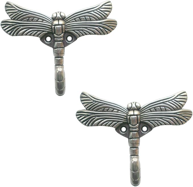 2pcs Dragonfly Coat Hooks Decorative Creativity Wall Mounted Hanger Hook by Geenite