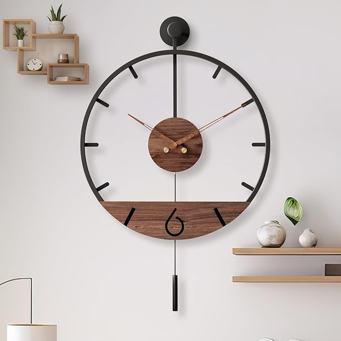 Pytha Sight 34.6×24 Inch Large Modern Decorative Pendulum Wall Clock, Big Metal - Image 6