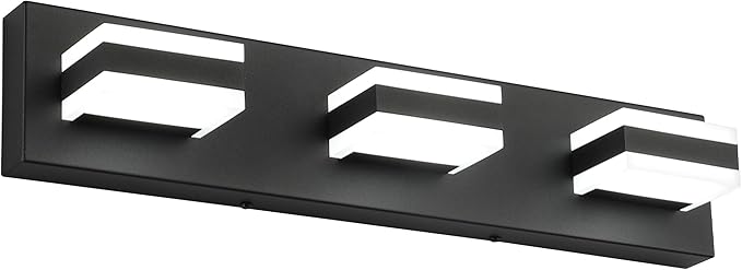 SOLFART Black Bathroom Vanity Light Fixtures Over Mirror LED Dimmable 3 Lights by SOLFART