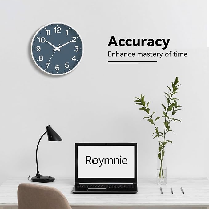Roymnie Wall Clock, Silent Wall Clocks Battery Operated 8 Inch-Modern Non - Image 7