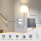 Chrome Battery Operated Wall Sconces Set of 2, Rechargeable Wireless Wall Lights - Image 2