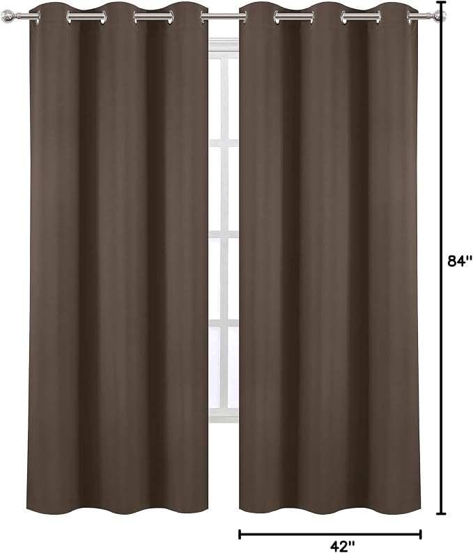 LEMOMO Chocolate Thermal Blackout Curtains/42 x 84 Inch/Set of 2 Panels Room - Image 10