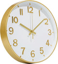Gold Wall Clock, 8 Inch Wall Clocks Battery Operated, Round Modern Non Ticking by MABPEDO