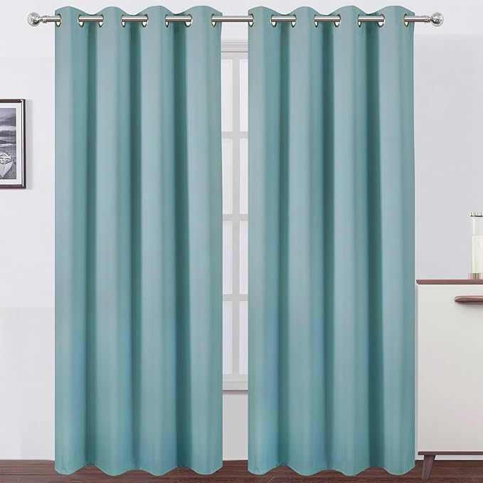 LEMOMO Blackout Curtains 52 x 90 inches Long Stone Blue Curtains Set of 2 by Lemomo