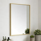 Bathroom Mirror for Wall, 16x24 Inch Metal Framed Mirror, Brushed Gold by Ruomeng