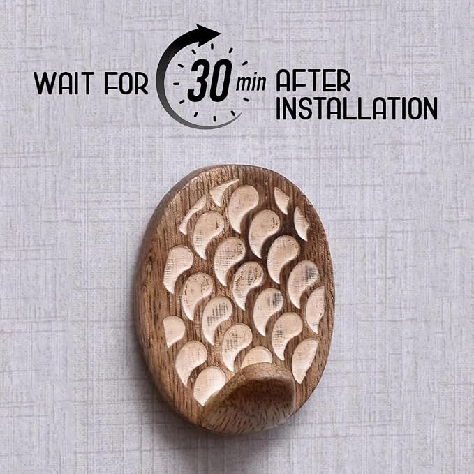Indian Shelf 6 Lb- 6 Pieces Decorative Wood Adhesive Wall Hooks–Boho Peel and - Image 3