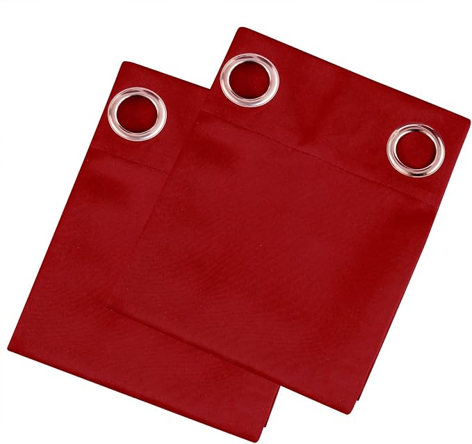 LEMOMO Blackout Curtains 66 x 54 Inch Long Bright Red Curtains Set of 2 Panels - Image 9