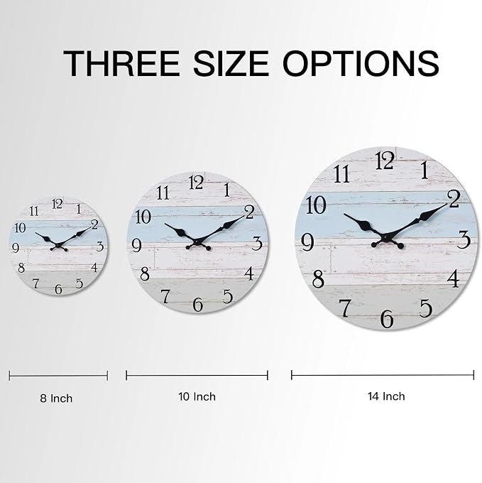 KECYET Wall Clock 10 Inch Silent Non-Ticking Coastal Beach Style Wall Clocks - Image 3