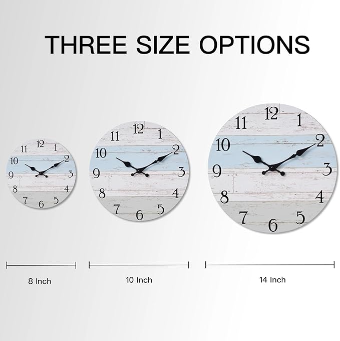KECYET Wall Clock 14 Inch Silent Non-Ticking Coastal Beach Style Wall Clocks - Image 3