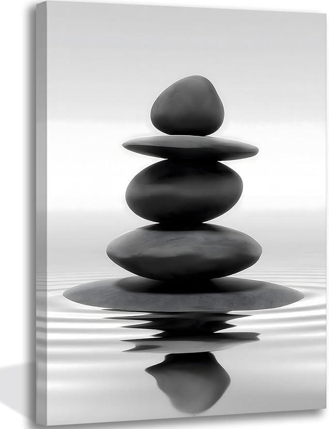 Zen Canvas Wall Art Black Stacked Stone Poster Print by KBIERQN